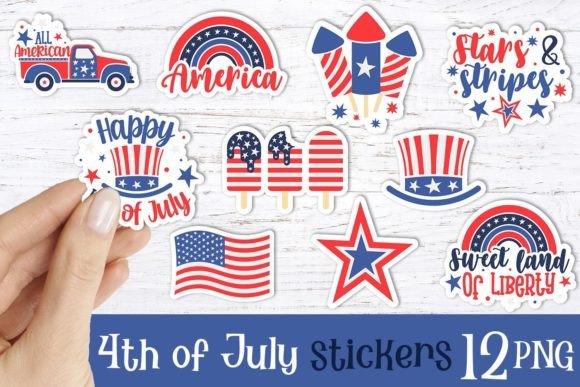 Download 4th of July Stickers Set PNG - Sticker Collection