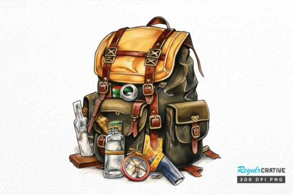 Download Vintage Backpack Sublimation Clipart Png - Vintage backpack Collection