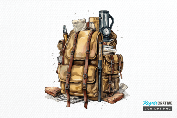 Download Vintage Backpack Sublimation Clipart Png - Vintage backpack Collection