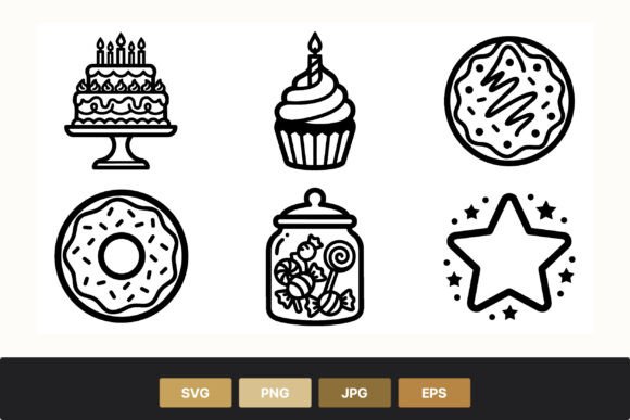 Download Birthday Cake Cupcake Cookie Candy Icons - Birthday cake Collection