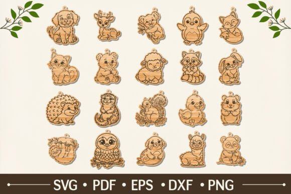 Download Cute Animal Keychain Engraving Bundle - Cute animal Collection
