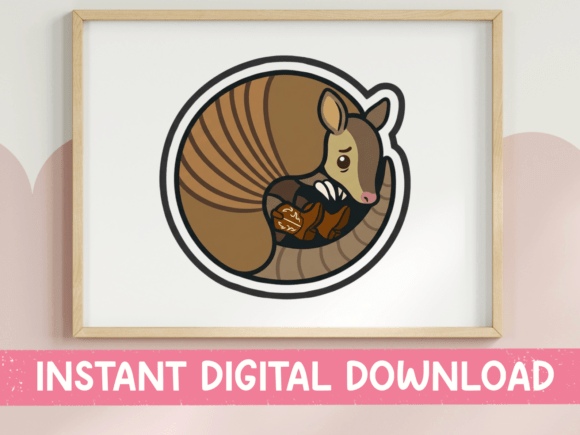 Download Armadillo Curled Up Acorn Sticker Design - Sticker Collection