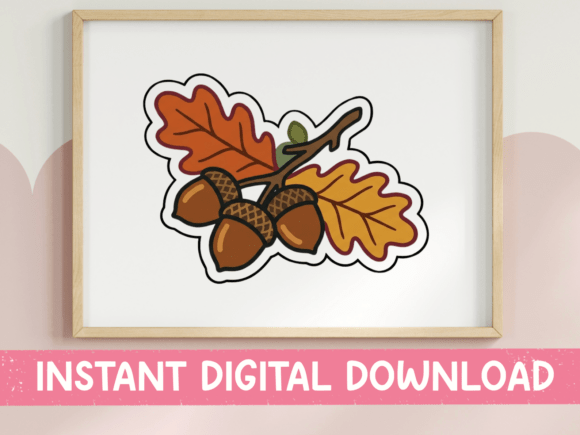 Download Acorns and Oak Leaves Fall Sticker - Sticker Collection