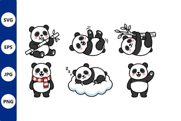 Download Playful Panda Cartoon Sticker Set with - Sticker Collection