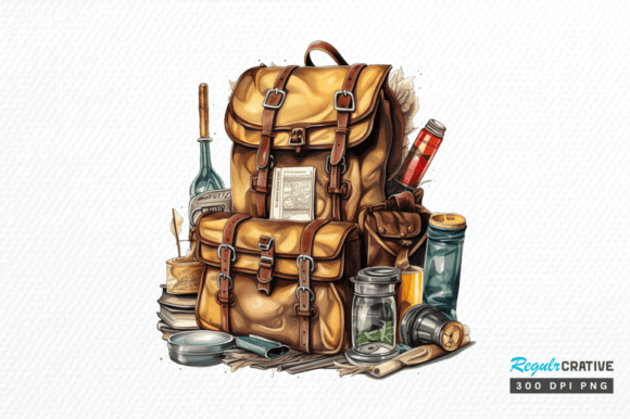 Download Vintage Backpack Sublimation Clipart Png - Vintage backpack Collection