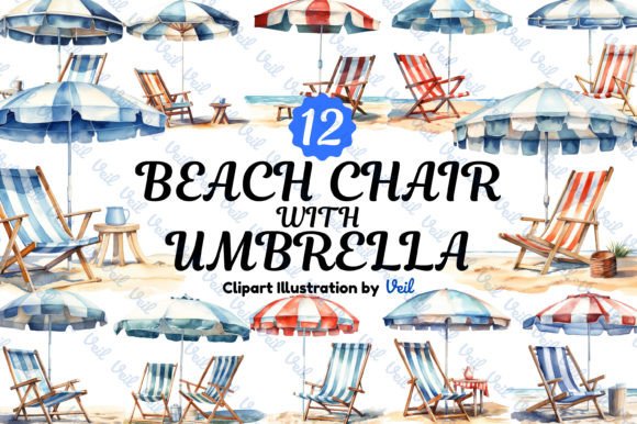 Download Beach Chair with Umbrella Clipart Bundle - Beach chair Collection