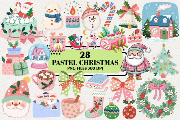 Download Kawaii Pastel Christmas Clipart Bundle - Christmas clipart Collection