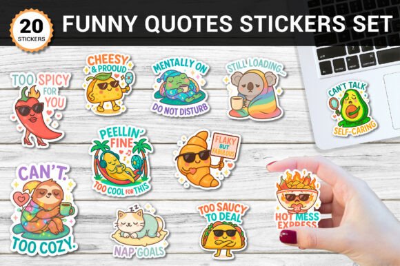 Download Funny Quotes Stickers Set PNG - Sticker Collection