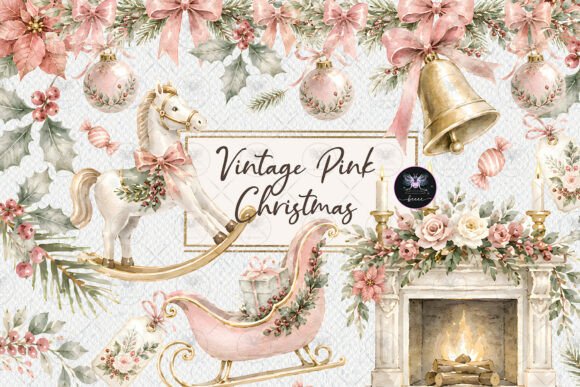 Download Vintage Pink Christmas Clipart - Christmas clipart Collection