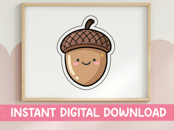 Download Cute Kawaii Acorn Sticker SVG - Sticker Collection