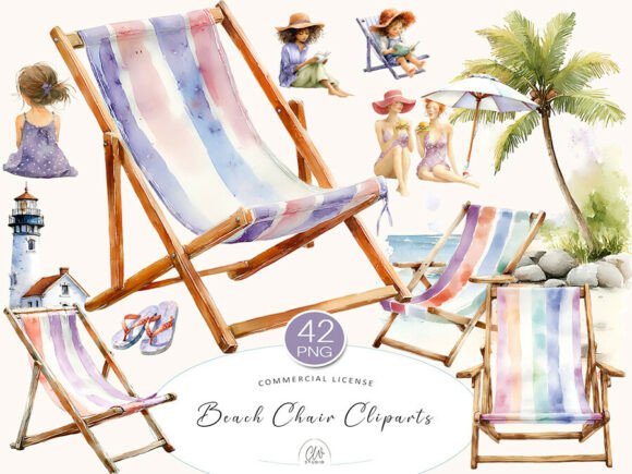 Download Beach Chair Cliparts PNG Set - Premium Resources