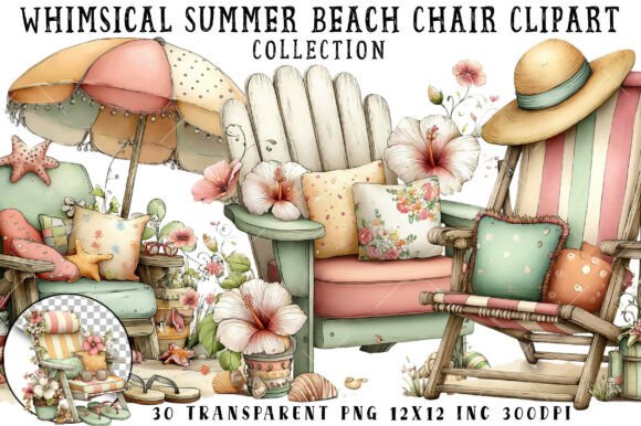 Download Whimsical Summer Beach Chair Clipart - Beach chair Collection