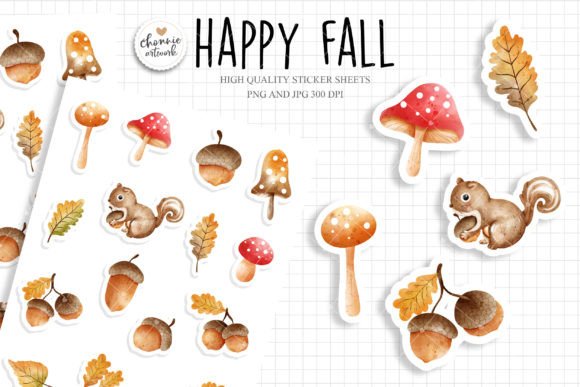 Download Acorn Sticker Sheets, Happy Fall Sticker - Sticker Collection