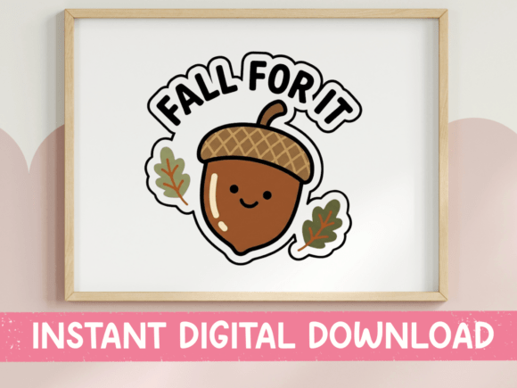 Download Fall for It Cute Acorn Sticker - Sticker Collection